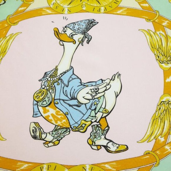 Moschino duck print, worn by Rihanna, VTG print duck Moschino Blouse sz 8 - Picture 3 of 10